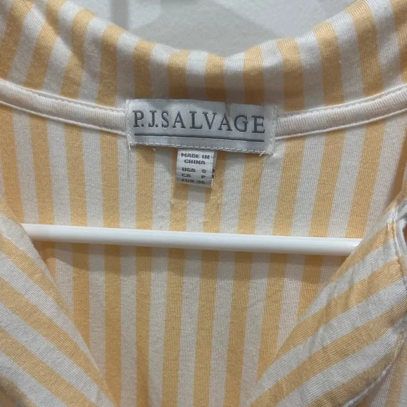 P.J. Salvage Yellow and White Striped pajama set- oversized small - Picture 2 of 8